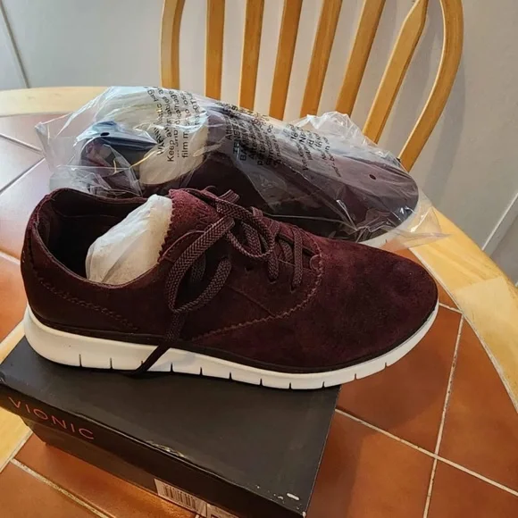 woman’s Vionic Burgandy Suede Sneakers - Picture 3 of 3